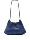 Dragon Diffusion Santa Rosa Woven Leather Shoulder Bag In Blue