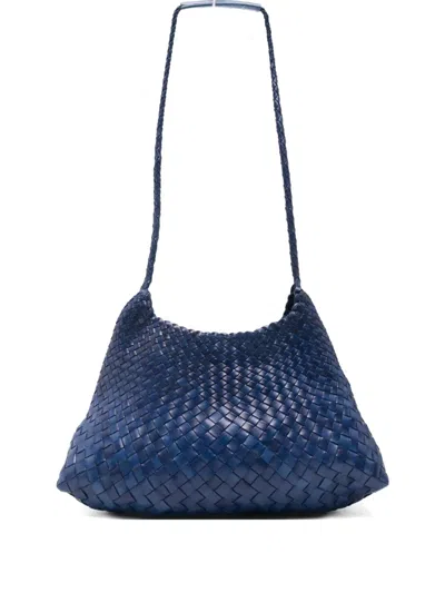 Dragon Diffusion Santa Rosa Woven Leather Shoulder Bag In Blue