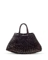 Dragon Diffusion Santa Small Crocheted Leather Bag In Dark Brown
