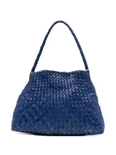 Dragon Diffusion Santa Woven-leather Shoulder Bag In Blue