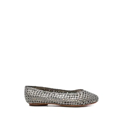 Dragon Diffusion Woven Ballerina Shoes In Silver