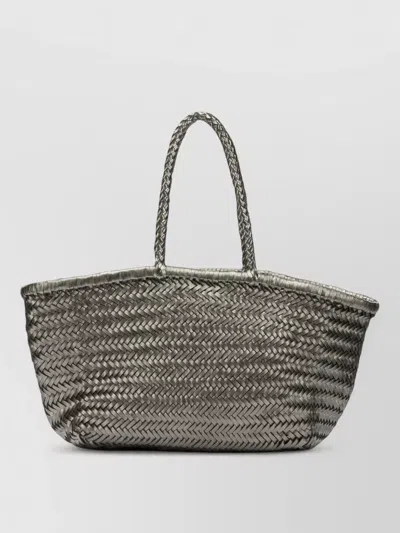 Dragon Diffusion Shoulder Bag Double Handles Woven Texture In Silver