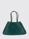 Dragon Diffusion Forest Green Santa Croce Woven-leather Top-handle Basket Bag In Blue