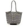 Dragon Diffusion Grace Basket Small Tote In Gunmetal Leather In Silver
