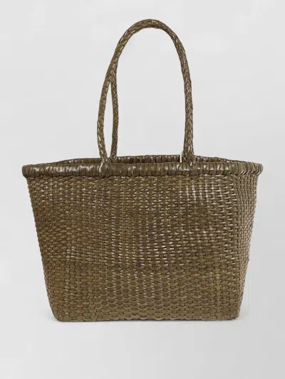 Dragon Diffusion Small B Weave Basket Bag Top Border In Black
