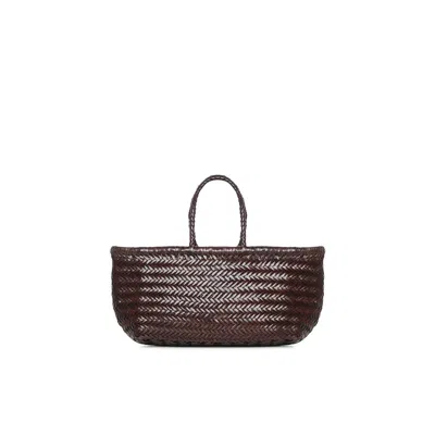 Dragon Diffusion Small Bamboo Triple Jump Leather Bag In Brown