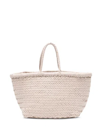 Dragon Diffusion Small Bamboo Triple Jump Woven Tote Bag In White
