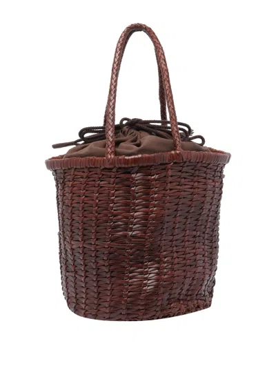 Dragon Diffusion Small Braided-leather Bucket Bag In Brown