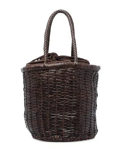 Dragon Diffusion Small Braided-leather Bucket Bag In Brown