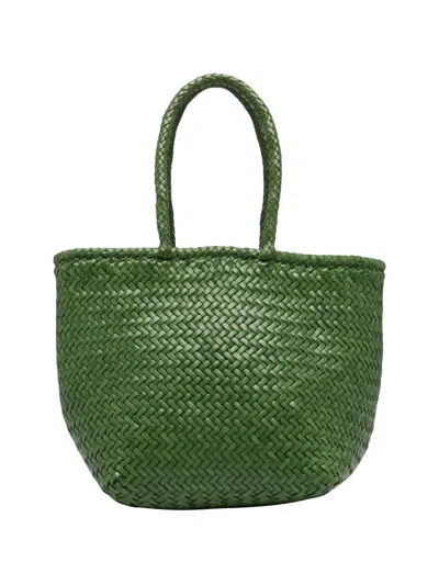 Dragon Diffusion Small Grace Basket Woven-design Tote Bag In Green