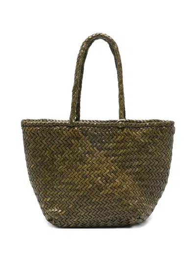 Dragon Diffusion Small Grace Basket Woven Satchel In White