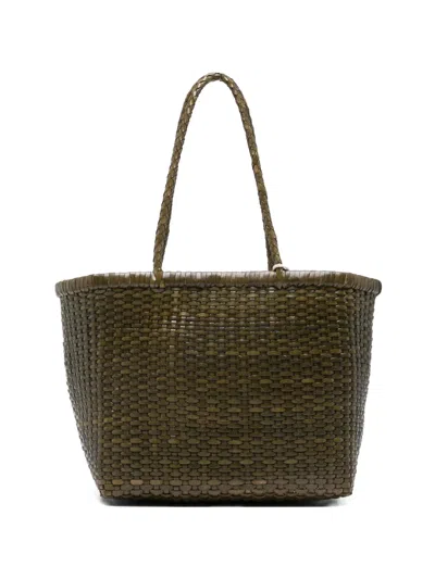 Dragon Diffusion Small Grace Basket Woven Tote Bag In Green