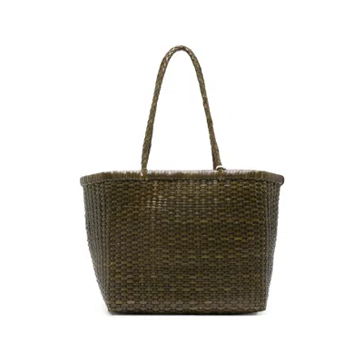 Dragon Diffusion Small Grace Basket Woven Tote Bag In Green