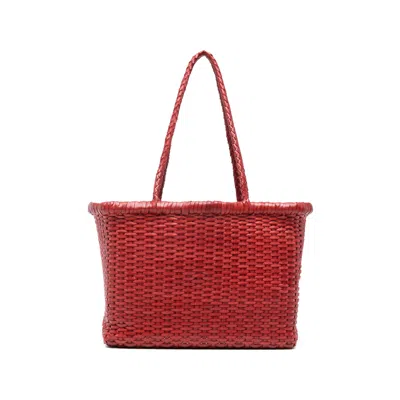 Dragon Diffusion Small Grace Basket Woven Tote Bag In Red
