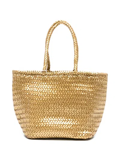 Dragon Diffusion Small Grace Woven Tote Bag In Gold