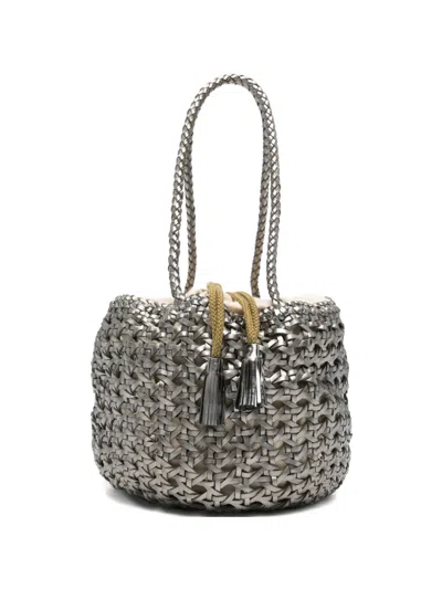 Dragon Diffusion Small Juventus Braided Bucket Bag In Silver