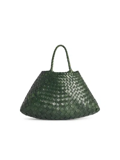 Dragon Diffusion Small 'santa Croce' Leaf Green Leather Bag In Gray
