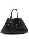 Dragon Diffusion Santa Croce Black Handbag With Two Top Handles And Interwoven Design In Leather Woman In Black