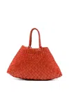 Dragon Diffusion Small Santa Croce Woven Leather Shoulder Bag In Orange