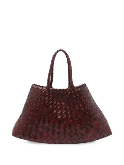 Dragon Diffusion Small Santa Croce Woven Leather Tote Bag In Brown
