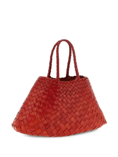 Dragon Diffusion Small Santa Croce Woven Tote Bag In Red