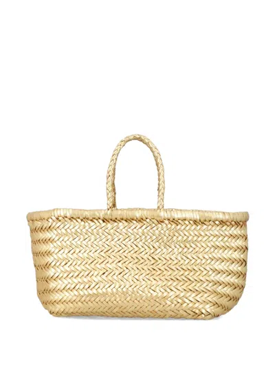 Dragon Diffusion Small Triple Jump Leather Tote Bag In Gold