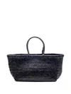 Dragon Diffusion Handwoven Buffalo Leather Tote With Chevron Weave Pattern In Black