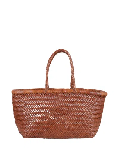 Dragon Diffusion Small Triple Jump Woven-design Tote Bag In Brown