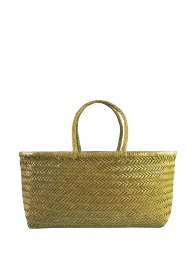 Dragon Diffusion Small Triple Jump Woven-design Tote Bag In Green