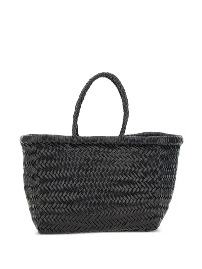 Dragon Diffusion Small Triple Jump Woven Leather Tote Bag In Black
