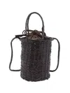 Dragon Diffusion Cylindrical Woven Dual Handles Shoulder Bag In Black