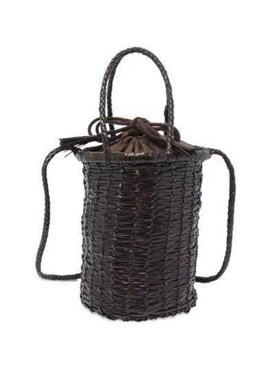 Dragon Diffusion Small Woven-leather Bucket Bag In Brown