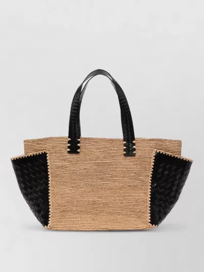 Dragon Diffusion Sovani Raffia Leather Tote Beach Bag In Brown