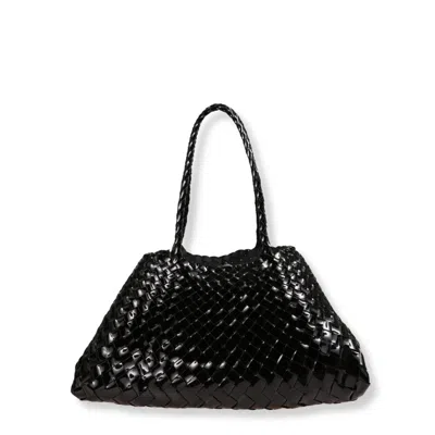 Dragon Diffusion Structured Handbag With Minimalist Design And Top Handle In Black