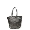 Dragon Diffusion Structured Handbag With Smooth Surface And Top Handle In Silver