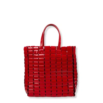 Dragon Diffusion Structured Handbag With Top Handle And Minimalist Design In Red