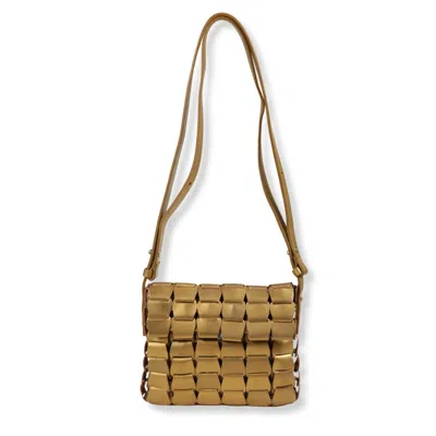 Dragon Diffusion Structured Handbag With Top Handle And Smooth Finish In Gold