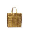 Dragon Diffusion Structured Neutral Tote Handbag With Top Handle In Gold
