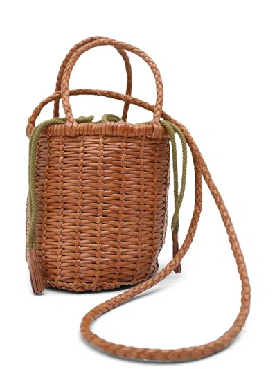Dragon Diffusion Structured Woven Buff Leather Mini Bag In Brown