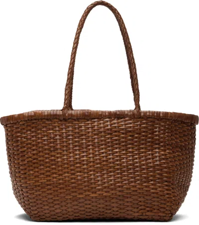 Dragon Diffusion Tan Basket Weave Small Tote In Brown