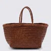 Dragon Diffusion Tan Leather Bamboo Triple Jump Small Tote Bag In Brown