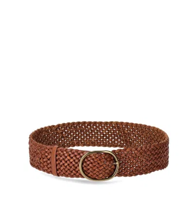 Dragon Diffusion Tan Leather Woven Handbag