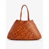 Dragon Diffusion Tan Santa Croce Woven-leather Top-handle Basket Bag
