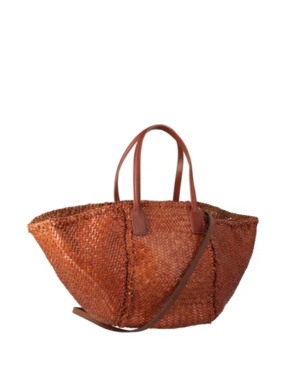 Dragon Diffusion Teresa Woven Leather Tote Bag In Brown
