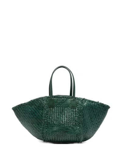 Dragon Diffusion Teresa Woven-leather Tote Bag In Green