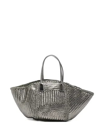 Dragon Diffusion Teresa Woven-leather Tote Bag In Silver