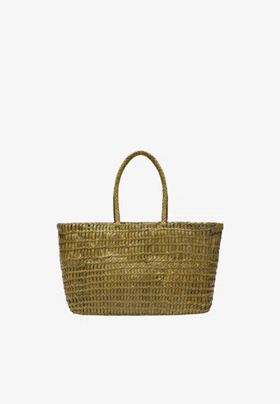 Dragon Diffusion Terrafino Woven Leather Tote Bag In Green