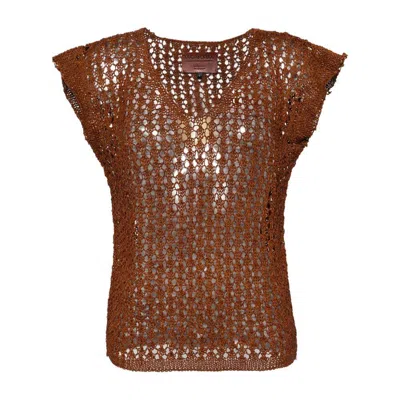 Dragon Diffusion Knitted Leather Top In Brown