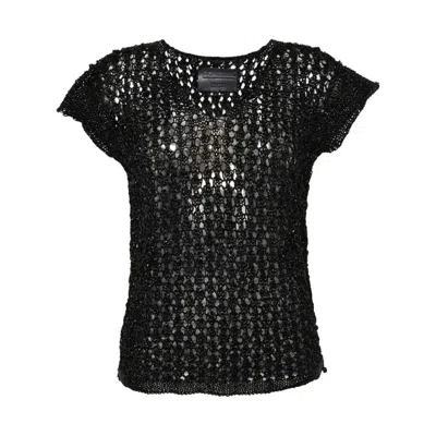 Dragon Diffusion Knitted Leather Top In Black