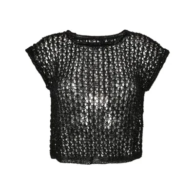 Dragon Diffusion Knitted Leather Top In Black